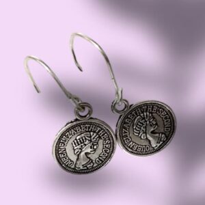 Minimal Silver Queen Coin Earring