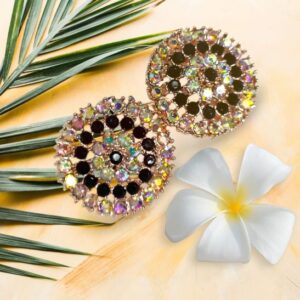 Gold Tone Rhinestone Crystal Big Stud Earrings For Women