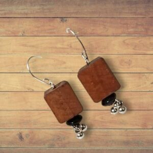 Small Minimal Earrings with wooden and Ceramic Beads