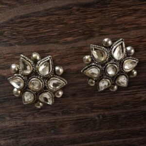 Ethnic silver stone Large Metal Studs ( Nakshatraa)