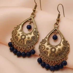 Blue Light Weight Silver Tone Dangle & Drop Earrings For Women & Girls
