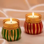 Decorative Matki Diwali Diya Holder Stand Handcrafted Reusable For pooja and Home Decoration [Set of 2]
