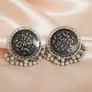 Ethnic Oxidized Black Color German Silver Plated Stud Earrings