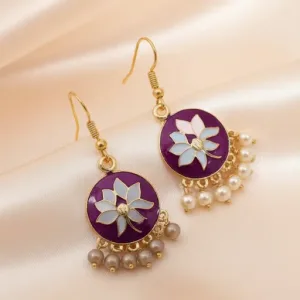 Meenakari Golden Lotus Earrings For Women and Girls