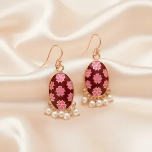 Meenakari Pink Blossom Earrings For Women and Girls