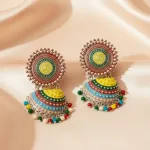 Traditional Multicolor Ethnic Style Dome Shaped Jhumka Earrings For Women and Girls
