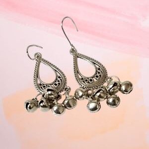 Beautiful Metallic Silver Jhumki Earrings for Women and Girls