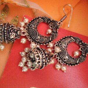 Silver Alloy Trendy Tribal Traditional Look Chand Bali Jhumkas in High Finish For Women and Girls