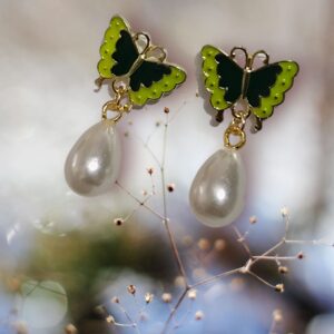 Korean statement officewear Party Minimal Butterfly and Pearl Earrings For Women & Girls