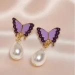 Purple Butterfly With Drop Pearl For Women and Girls