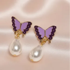 Purple Butterfly With Drop Pearl For Women and Girls