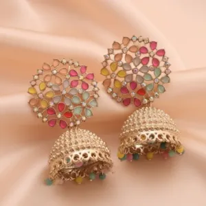 Traditional Brass Floral Jhumki For Women and Girls