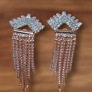 Dreamy Fashionable Rose Gold Plated White AD Stones Studded Multilayered Dangler Earrings