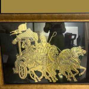 Beautiful Leather Painting of Arjuna Rath