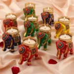 Elephant Diyas - Decorative Tealight Candle Diya For Home Diwali Decoration (Set of 2)
