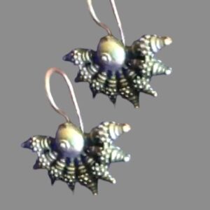 Silver Oxidized Hook Earrings Antique Traditional Studs For Women and Girls