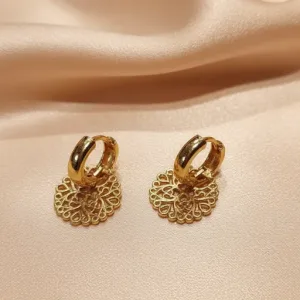Anti Tarnish Metal Charms Hoop Earrings For Women and Girls