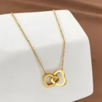 Anti Tarnish  Stainless Steel Couple Hearts Pendant With Chain For women and Girls