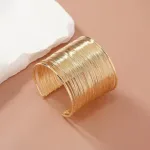 Latest trendy Fashion Geometrical WeavingWrap Adjustable Wrist Band Gold Plated Cuff Bracelet For Women and Girls