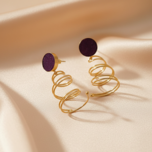 Monalisa Stone Brass Spiral Earring For Women and Girls