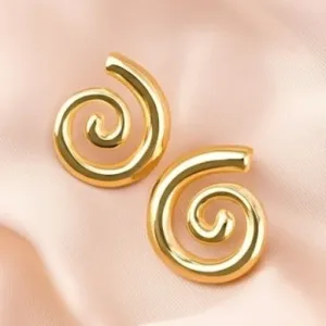 Spiral Design Anti Tarnish Modern Swirl Pattern Stud Earrings