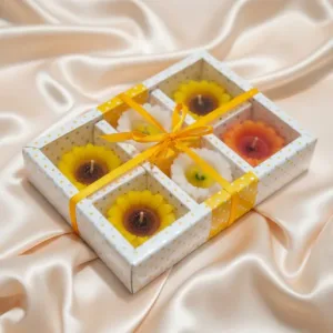 Sunflower Shaped Wax Candle Pack of 6