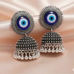 Traditional Oxidised Evil Eye Jhumka Earrings