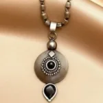 Vintage Style Oxidised Silver Drop Earrings With Moissanite Stone Antique Finish With Pendant