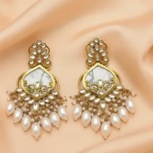 Kundan Pearl Drop Earrings For Women and Girls