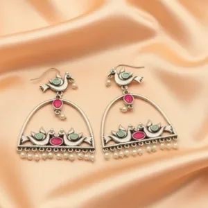 Traditional Stylish Silver Look Alike Hoop Earrings For Women and Girls