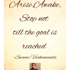 Inspirational Quote by Swami Vivekananda in English – 1 Line – HD Wall Art Print – Arise, Awake & Achieve