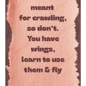 Inspirational Quote by Rumi in English – 1 Line – HD Wall Art Print –You are not meant for crawling