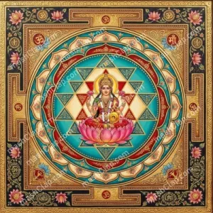 Premium Maa Lakshmi Yantra HD Wall Print-(12 x 12 Inches) – Sacred Geometry Painting for Wealth, Prosperity & Vastu Devotion